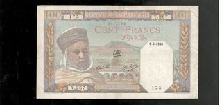 Algeria 1940 100 Francs P 85 CRISP VF !