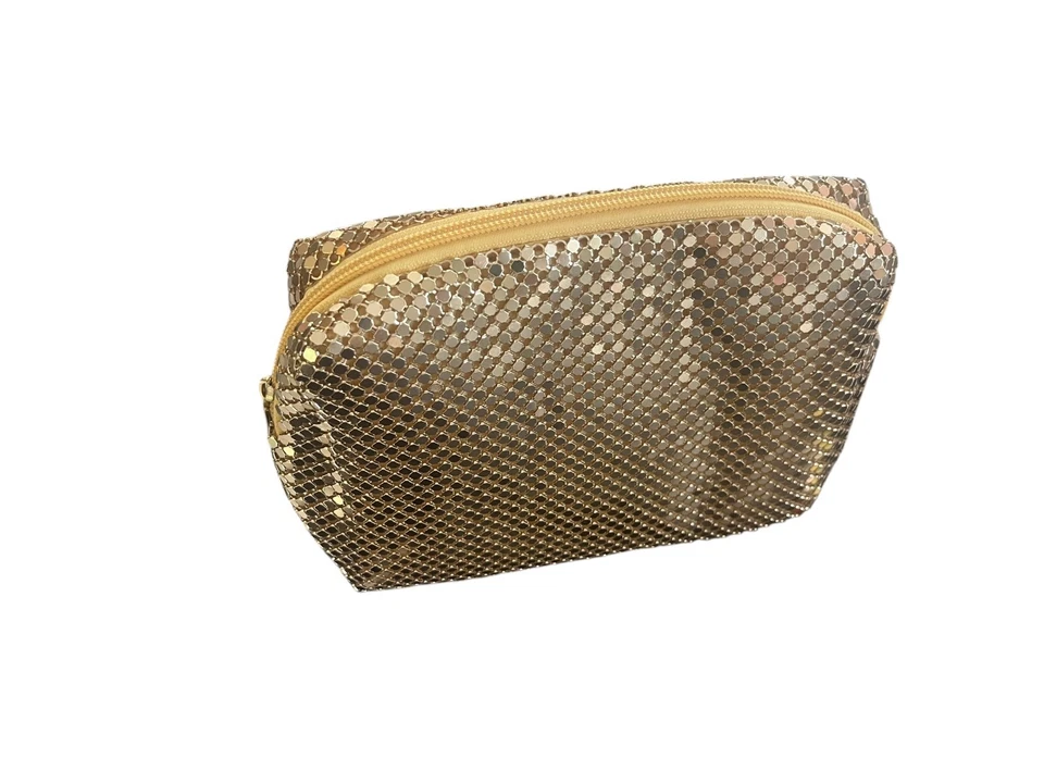 Makeup Cosmetic Bag Travel Mesh Makeup Bag, Cosmetic Case GOLD - Image 2 of 4