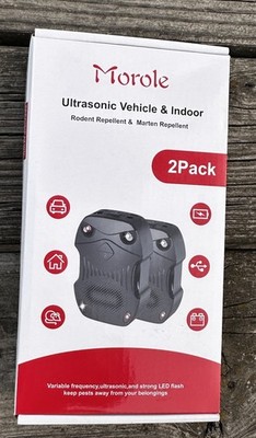 Morole Ultrasonic Plug-In Rodent Cat Mouse Marten Repellent 2 Pack Electric