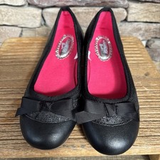 OshKosh B'gosh Kid Slip-On Bow Flat Style Black Glitter Accents Sz 2