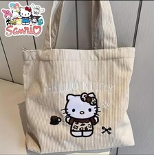 Hello Kitty Cute White Color Capacity Fleece Handbag Zip Closure
