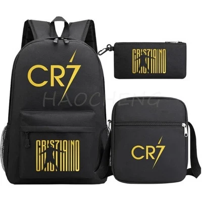 42Cm 3PCS Ronaldo CR7 Football Printed Football School Bag Backpack Gift NEW