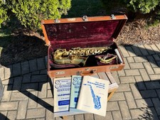 Sassofono contralto vintage 1925 The Buescher True-Tone passo basso con custodia SPEDIZIONE GRATUITA