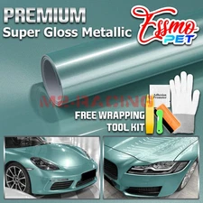 ESSMO PET Super Gloss Metallic Verde Green Vehicle Vinyl Wrap Decal Like Paint
