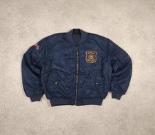 Giacca Bomber Polizia Michigan anni 90 Reversibile Navy Vintage Uomo M