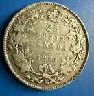 CANADA 1921 25 Cents  Original Toning  Better Date Coin