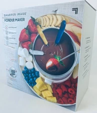 Sharper Image Electric Fondue Maker – Stainless Steel Heated Fondue Pot Set