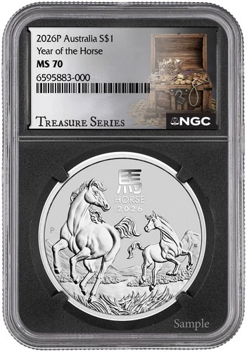 2026 Australia Lunar Horse BU 1 oz Silver Coin NGC MS 70 Treasure Series
