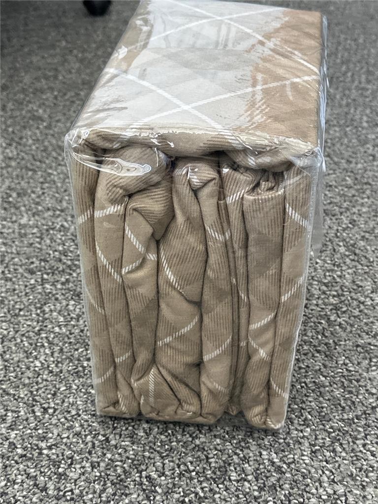 #^ True North Sheet Set Tan Plaid Size Queen OEKO TEX