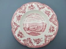 Johnson Bros Old Britain Castles England  Rim Soup Bowl 8"  Red/Pink