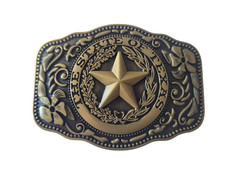 The Great State Of Texas Belt Buckle Star Gold Finish 3.50" X 2.50" Buckle