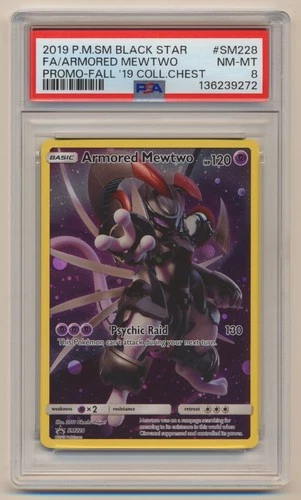 PSA 8 Pokemon 2019 Collectors Chest Promo Full Art Armored Mewtwo #SM228 NM/MT!