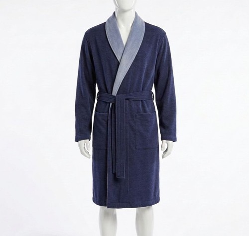 UGG Men's Blue Robinson Fleece Shawl-Neck Belted Sleepwear Bath Robe Size L/XL