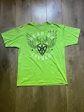 Vintage Y2K Light Green Dead on Archery Bone Head Grunge Gothic Punk Tee