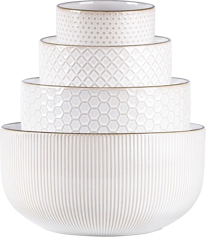 Ceramic Nesting Mixing Bowls Set of 4