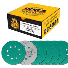 180 Grit 5" Green Sanding Discs, 8-Hole, Box of 50 - Hook  Loop Sandpaper