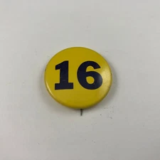 Vintage Yellow 16 Button, Pinback