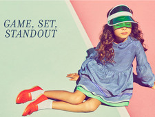 NWT Janie  Jack Game, Set, Standout GIRLS Size 3 Dress Blue Green SPRING TRANS