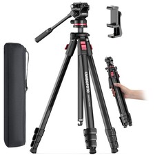 68" Fluid-Head-Camera-Tripod, Professional Travel Video Tripod for Camera DSL...
