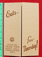1923 Great Northern Railway St Paul Minnesota Train Tour Dining Railroad Menu