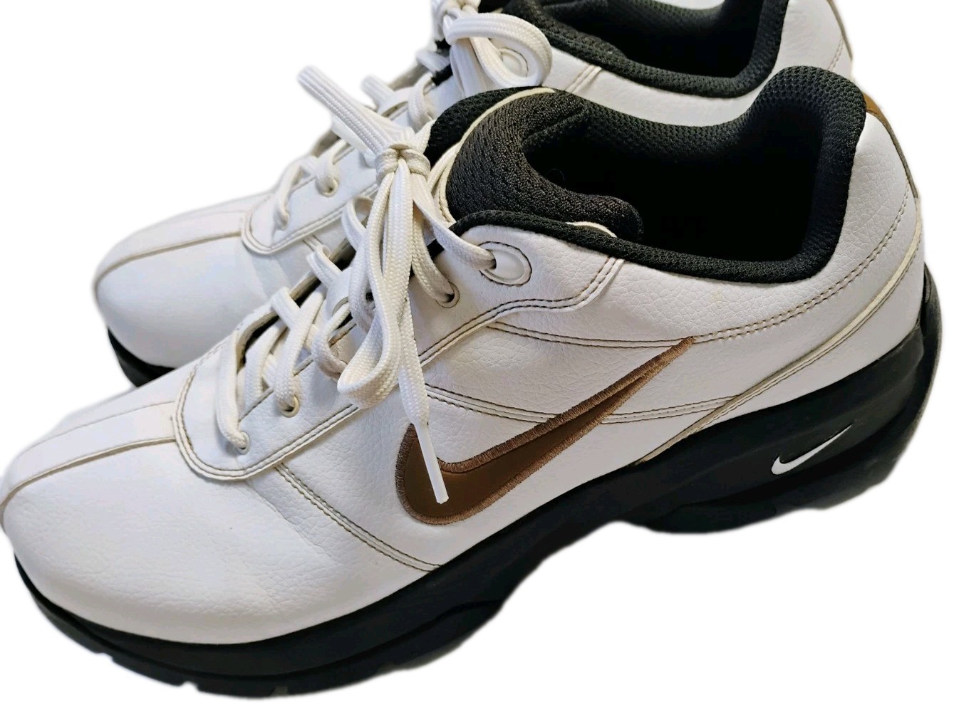 Nike Men's Air Performance Golf Shoes 8.5W White Brown Black Spikeless thumbnail 2