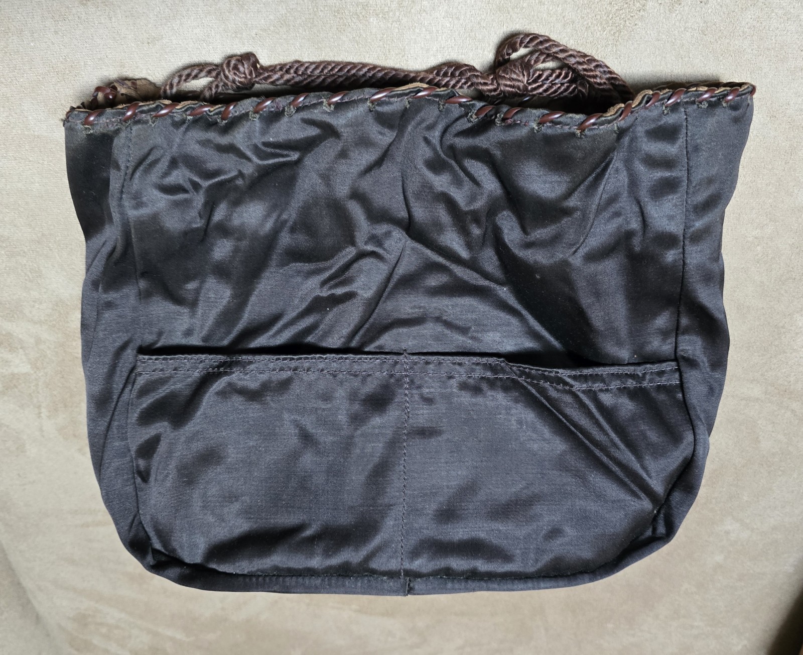 9" Vintage Handmade Leather Pull String Fringe Ha… - image 12