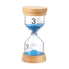 3 Minute Sand Timer, Wooden Sand Watch for Office Decor, Blue
