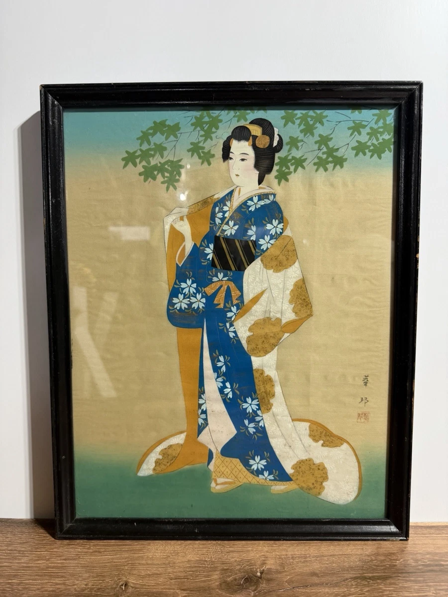 艺妓画在古董日本画作、画卷| eBay
