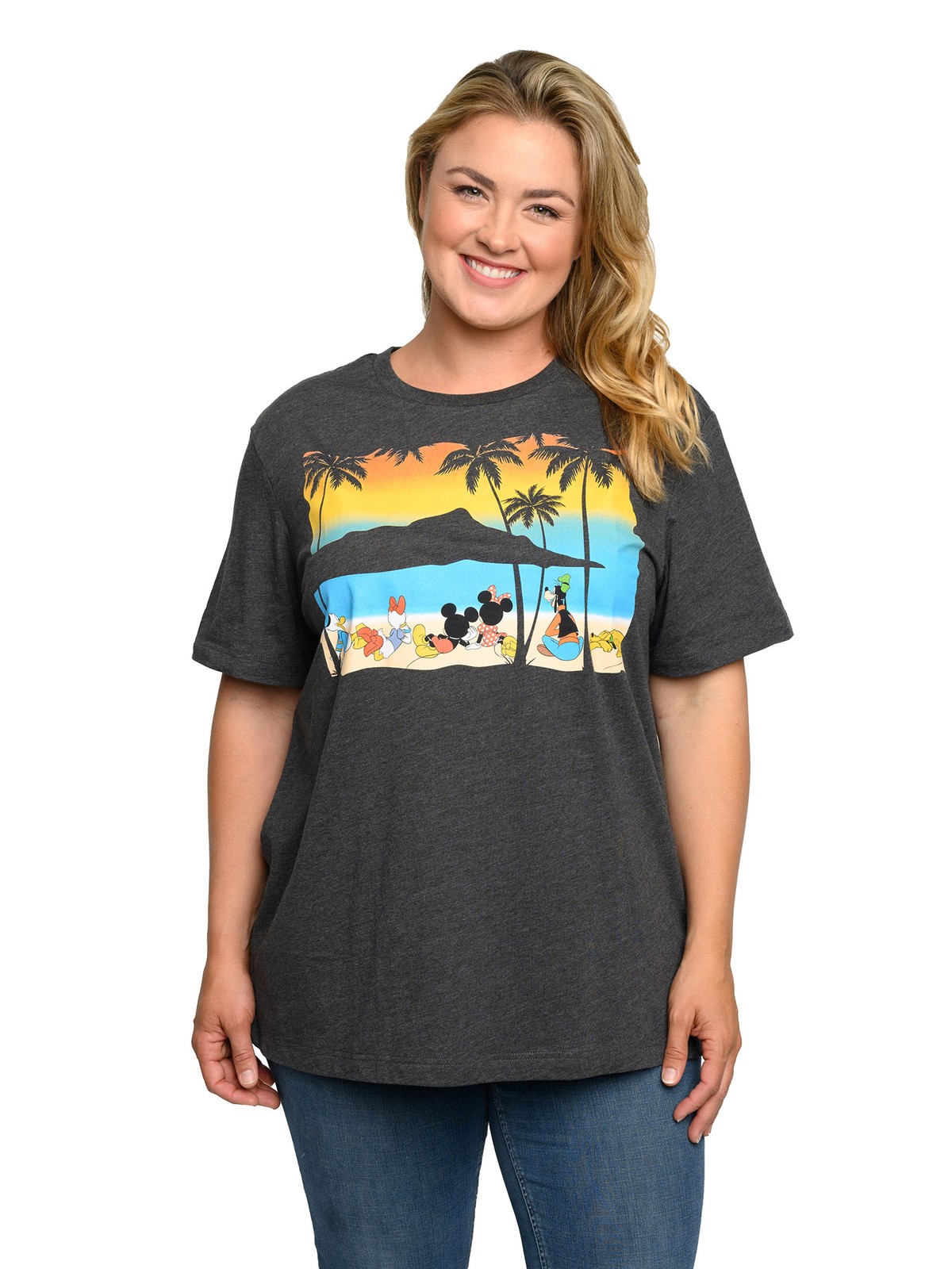 Womens Plus Size Disney Mickey & Minnie Mouse T-Shirt Sunset Goofy Daisy Donald