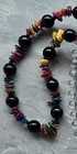 Colorful Beaded Statement Necklace Black Onyx Stone & Multi Color Shell Beads — photo 5