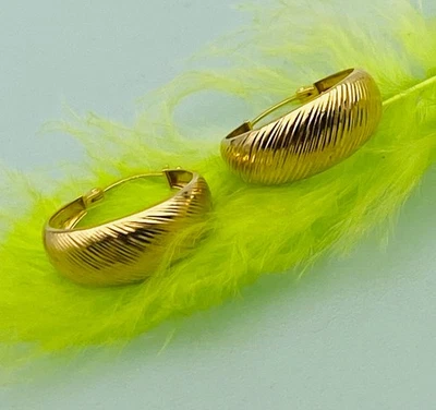 23 mm Creolen 750 Gelbgold 18 KT Gold *rund* mit *MUSTERUNG*👍 elegant - Bild 1 von 4