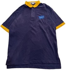 Vintage Blockbuster Video Polo Shirt Mens medium Blue Yellow Express Mark 90s