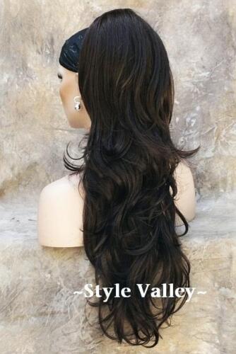 Brown Black Ponytail Extension Hairpiece Long Wavy Clip in on Hair Piece #2 - Picture 1 of 1