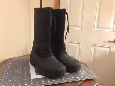 Mens Size 9M Tundra Lined Insulated Snow Boot Glacier Black Canada -22 F -30 C