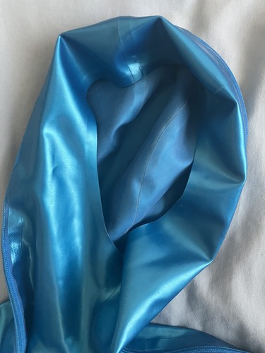 Latex Catsuit mit Haube Latexcrazy XL Long pearlsheen blue 0,45mm - Bild 4 von 7