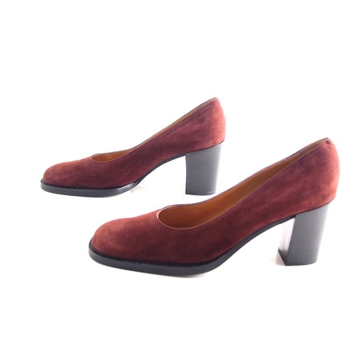 Sergio Rossi Mid Heel Pumps Red Brick Suede Womens Shoe Size US 9 EU 39 - Picture 2 of 7