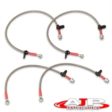 Silver 4PC F+R Racing Stainless Steel Brake Line Kit For 1992-1996 Honda Prelude