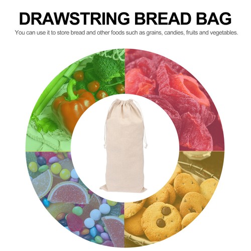 Loaf Bread Drawstring Bags Linen Bag Cookie Storage Bread Drawstring Pouch - Picture 9 of 12