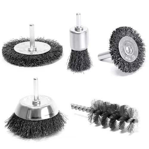 Drahtbürsten Set 5-tlg, Rundschaft 6mm: Rund-,Topf-, Pinsel-, Zylinderbürste - Bild 1 von 8