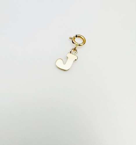 14K Solid Yellow Gold Mini/Very Small 'J' Initial Charm Pendant w/Spring Clasp - Picture 5 of 17