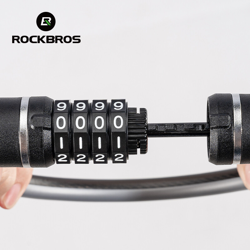 ROCKBROS Bike Cable Lock 4-Digit Password Lock Portable Anti-Theft