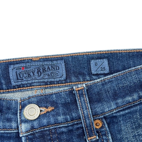 Lucky Brand Mid Rise Authentic Straight Crop Denim Jeans Dark Wash Womens 0 / 25 - Picture 5 of 9