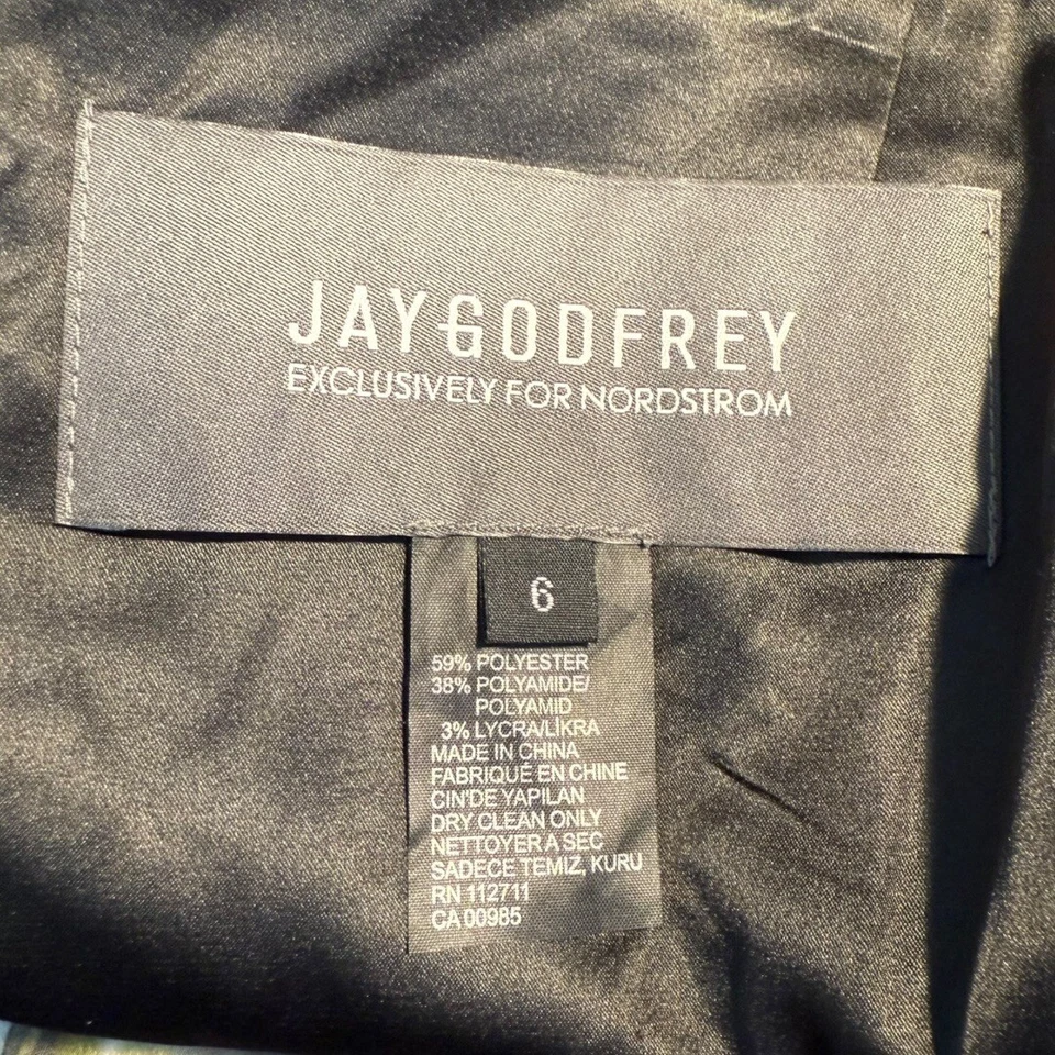 Vestido de Cóctel Jay Godfrey Estampado Abstracto Sin Mangas Vestido de Fiesta Talla 6 Foto 4 de 4