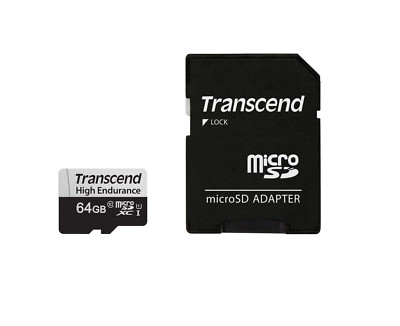 Transcend 64GB microSDXC 350V Memory Card UHS- I, C10, U3, Full HD, TS64GUSD350V