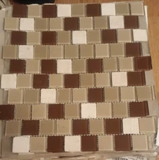 10 Sq Ft Glass Mosaic Wall Tile American Olean Urban Sand  12.5" x 11.75" x 4mm 