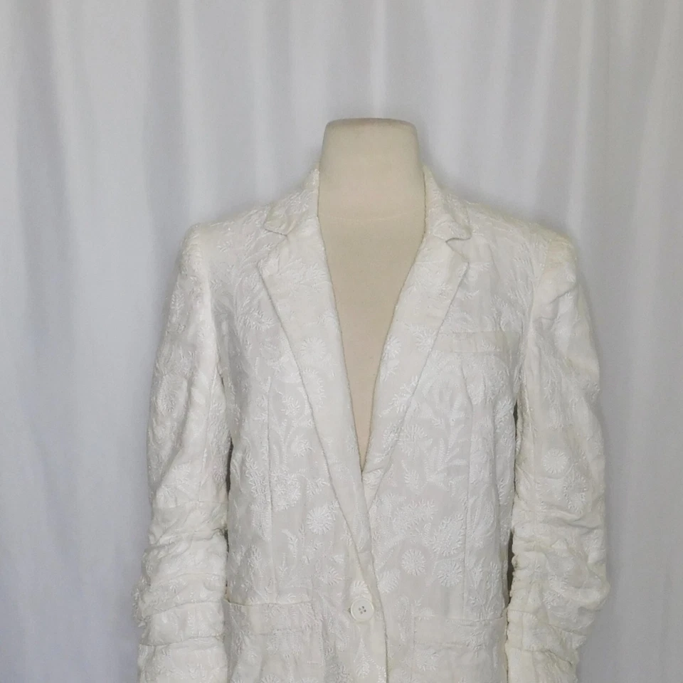 NWT!! JOIE Loralee Linen Floral Embroidered Blazer Jacket Pockets Lined Size 00 - Image 3 of 4