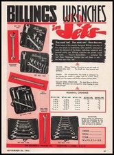 1946 Billings & Spencer Co. Hartford Connecticut Vitalloy Wrench Sets Print Ad