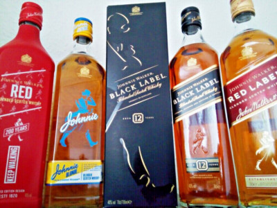 4 Flaschen Johnnie Walker - Black Label, Red Label, Blonde, Whisky