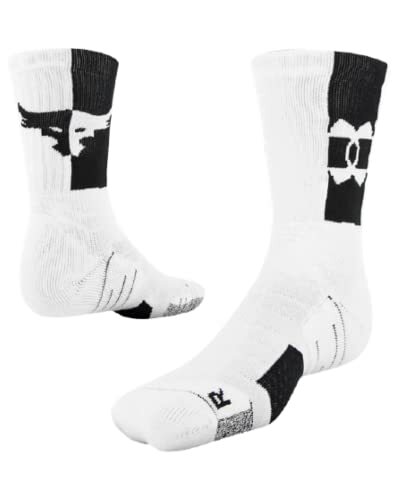 Under Armour Unisex Project Rock Playmaker Crew Socks Large White/Black 13627... - Bild 1 von 3