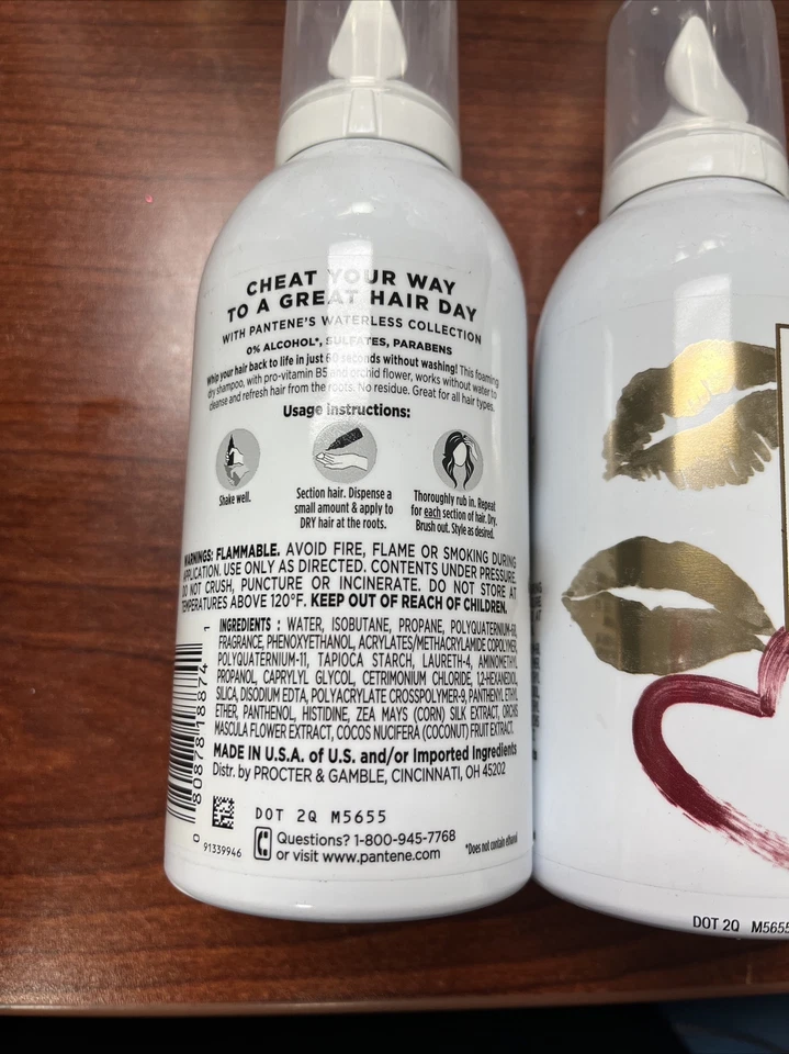 Pantene Champú Seco Espuma Truco Día 60 Segundos Sin Residuos Pro V 5.9 OZ LOTE DE 2 Foto 2 de 2